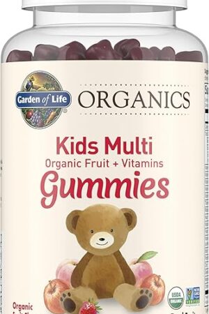 Garden of Life Organics Kids Gummy Vitamins - Fruit - Certified Organic, Non-GMO & Vegan Complete Children's Multi - B12, C & D3 - Gluten, Soy & Dairy Free, 120 Real Fruit Chew Gummies