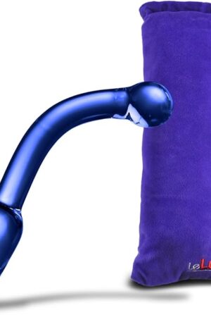 LeLuv Medium Glass Prostate Massager Blue Anal Wand G-Spot Toy with Premium Padded Pouch