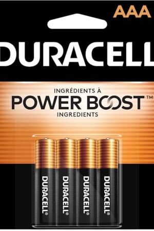 Duracell Coppertop AAA Batteries with Power Boost Ingredients, 4 Count Pack Triple A Battery with Long-lasting Power, Alkaline AAA Battery for Household and Office Devices