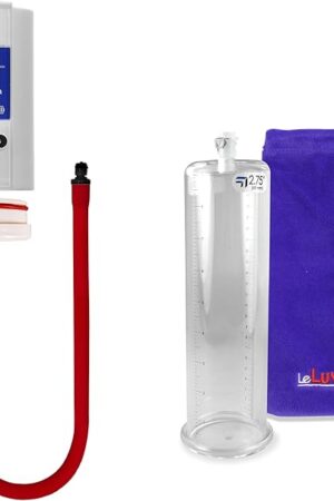 LeLuv Premium iPump Smart LCD Penis Pump, White - 9" x 2.75" Untapered Clear Acrylic Round-Flange Cylinder