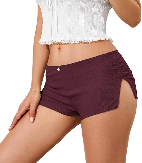 Women Sexy Micro Shorts Low Rise Stretch Fitted Booty Shorts Teen Girls Cute Lounge Shorts Sleep Pj Bottoms
