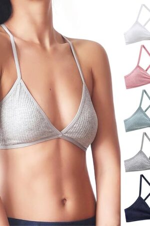 Cotton Triangle Bralette Low Cut Sports Bra for Women Sexy Seamless Bra Black Criss Cross Comfort Bra for Women