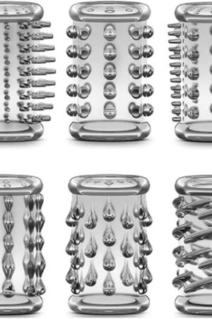 6PCS/Set Penis Sleeve Reusable Silicone Cock Rings Male Enlargement Finger Sleeve Sex Toy for Men Stimulate Delay Time