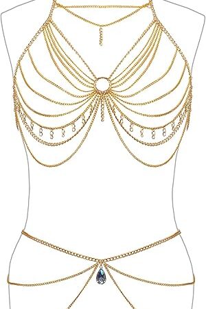 Womens Sexy Body Chains Suit Two Piece Bikini Beach Body Jewelry