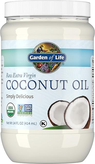 Garden of Life Organic Extra Virgin Coconut Oil - Unrefined Cold Pressed Plant Based Oil for Hair, Skin & Cooking, 14 Fl Oz