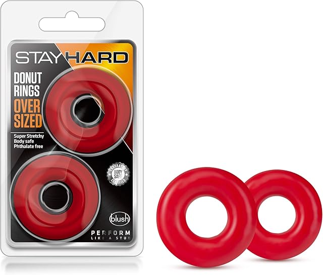 Blush Novelties Stay Hard Oversized Donut Cock Rings - Soft, Stretchy Penis Ring for Men - Boost Stamina, Last Longer, Bigger Erections - Supports ED - Male Performance Enhancer Adult Sex Toys