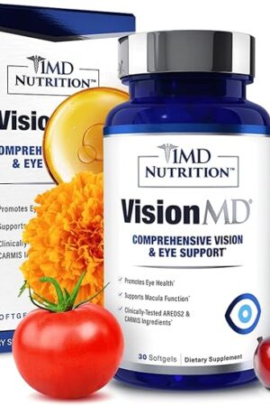 1MD Nutrition VisionMD Eye Vitamin CARMIS - Eye Supplement for Adults - with OptiLut Lutein & Zeaxanthin - Supports Vision Health Care, Everyday Eye Strain, & Occasional Dry Eye - 30 Softgels