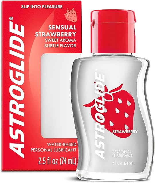 Astroglide Water Based Flavored (2.5oz), Edible Strawberry Personal Lubricant for Men, Women and Couples, Travel-Friendly Size