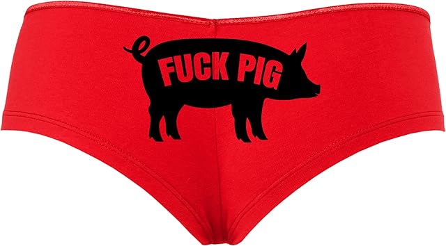 Fuck Pig Fetish Play Fetwear Red Boyshort Panties With Adult Design