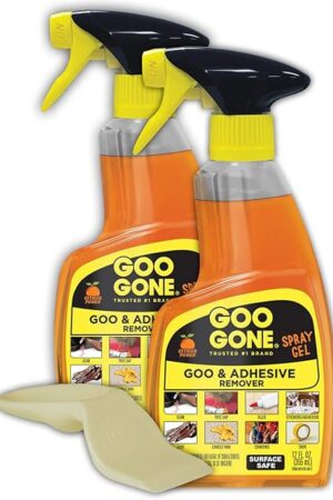 Goo Gone Adhesive Remover Spray Gel, Removes Chewing Gum, Grease, Tar, Stickers, Labels, Tape Residue, Oil, Blood, Lipstick, Mascara, 2 Pack & Sticker Lifter