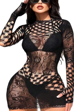 Women Sexy Lingerie Dresses Fishnet Nightwear Little Dress Bikini Cover Up