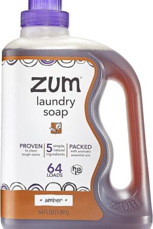 Indigo Wild Zum Clean Laundry Soap - Plant-Based Liquid Laundry Soap - Contains Baking Soda, Essential Oils & Saponified Coconut Oil - Amber - 64 fl oz