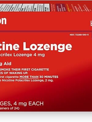 Amazon Basic Care Nicotine Polacrilex Lozenge 4 mg, Cherry Flavor, Stop Smoking Aid, 168 Count
