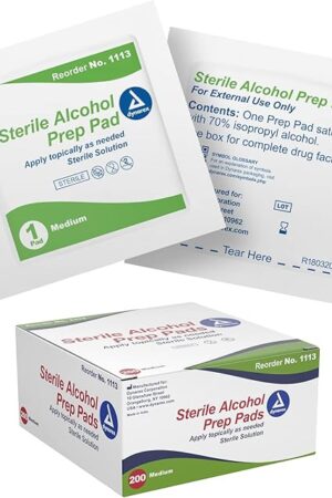 Dynarex 1113 Alcohol Prep Pad Sterile, Medium, Count 200 (Pack of 1)