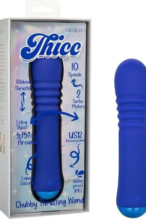 CalExotics Thicc Chubby Thrusting Wand Waterproof Silicone Rechargeable Vibrator Purple - SE-0650-30-3