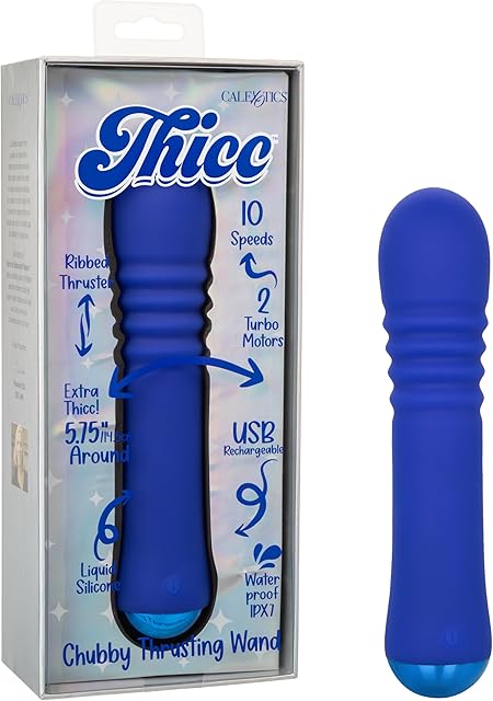 CalExotics Thicc Chubby Thrusting Wand Waterproof Silicone Rechargeable Vibrator Purple - SE-0650-30-3