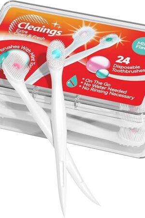 cleaings? Mini Brushes-Disposable Toothbrushes with Toothpaste and Pick for Work or Travel, 24 Count (Mint Flavor?Pack of 1?)