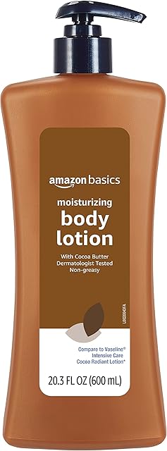 Amazon Basics Moisturizing Cocoa Butter Body Lotion for Dry Skin, Non-Greasy, Paraben Free, Lightly Scented, 203 Fl Oz, Pack of 1
