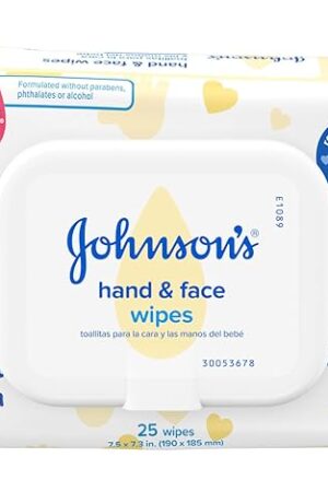 Johnson's Baby Disposable Hand & Face Cleansing Wipes, Pre-Moistened Wipes Gently Remove 99% of Germs & Dirt from Delicate Skin, Paraben-, Phthalate- & Alcohol-Free, Hypoallergenic, 25 Count