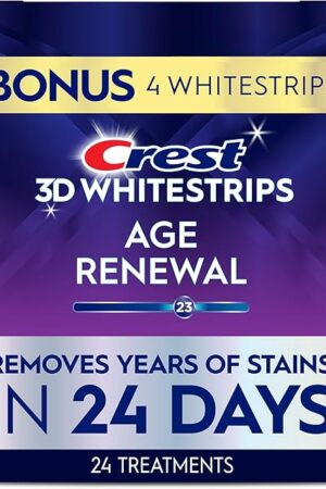 Crest 3D Whitestrips Age Renewal ? Teeth Whitening Kit, 24 Treatments (20 + 4 Bonus), Each with 1 Upper/1Lower, 48 Strips ? Crest 3DWhite Teeth Whitening Strips