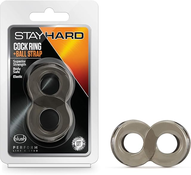 Blush Novelties Stay Hard Cock Ring & Ball Strap - Harder, Bigger, Stronger Erections - Soft & Stretchy Penis Ring for Long Lasting - Male Performance Enhancement - Adult Sex Toys for Men or Couples