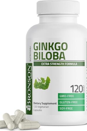 Bronson Ginkgo Biloba Extra Strength Supports Brain Function & Memory Support, 120 Vegetarian Capsules