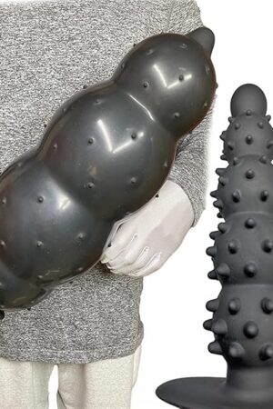 Diameter 13cm Inflatable Dildo Particle Anal Plug with 5 Beads Expansion Silicone Column Huge Butt Plug Ass Dilator Anal Sex Toy (Color : A)
