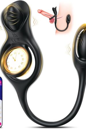 Vibrating Cock Ring with Anal Plug, 3 in 1 Prostate Massager Vibrating Butt Plug with APP Control 9 Vibration Modes Clitoral Stimulator, Anal Toys Penis Ring Vibrator Adult Sex Toy for Men Couples