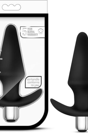 Blush Luxe 5" Discover Vibrating Starter Anal Plug, Ultrasilk Silicone Tapered Butt Plug, 10 Vibe Modes, EZ Handle, IPX7, Removable Bullet - 2-in-1 Play Adult Sex Toy for Women, Men, Couples - (Black)