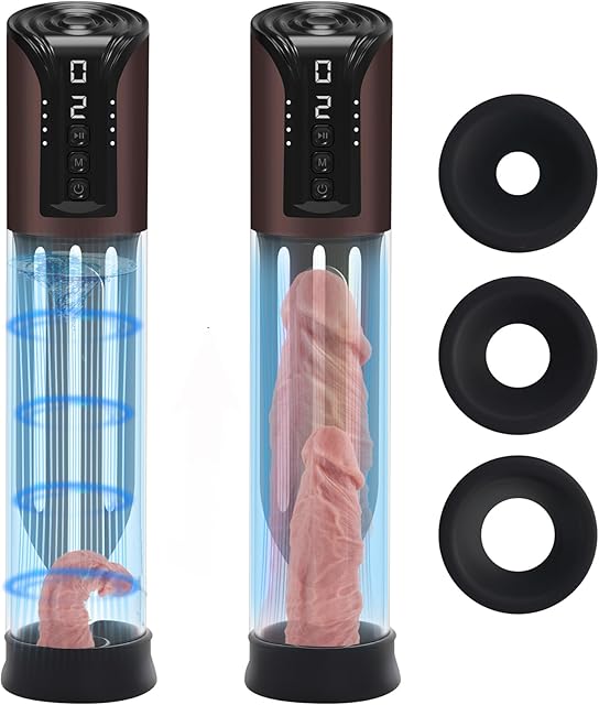 Electric Penis Pump,Penis Enlarger Male Sex Toys Penis Vacuum Pump with 4 Pressure Levels,Automatic Male Masturbator with 3 Penis Rings,Sex Toys for Men