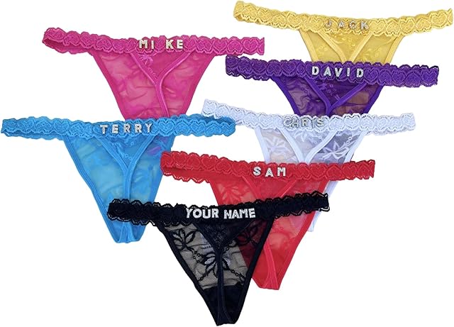 Custom Thong Personalized Thongs With Names Rhinestone Letters Diy Sexy Lace Thong for Women G-String Panties