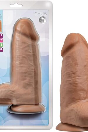 Blush Novelties Au Naturel Chub - Realistic 10 Inch Sensa Feel Dual Density Dildo - 3Thick FlexiShaft - Strap On Compatible Suction Cup for Hands Free Play - Anal, Vaginal Sex Toy