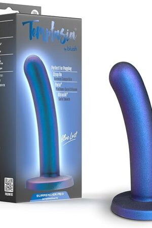 Blush Novelties Temptasia Surrender Peg - 5.75 Inch Intermediate Pegging Dildo -Harness & Strap On Compatible - Designed for BDSM & Role Play - Platinum Cured Silicone - Adult Sex Toy - Purple