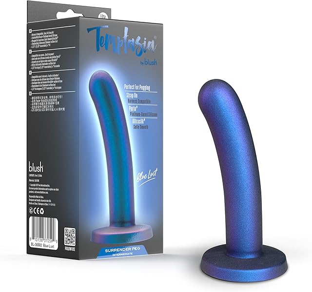 Blush Novelties Temptasia Surrender Peg - 5.75 Inch Intermediate Pegging Dildo -Harness & Strap On Compatible - Designed for BDSM & Role Play - Platinum Cured Silicone - Adult Sex Toy - Purple