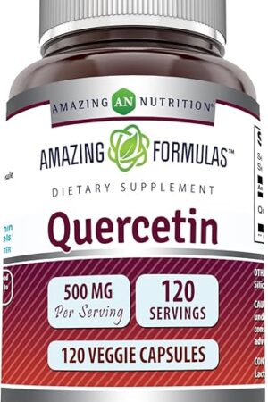 Amazing Formulas Quercetin 500mg 120 Veggie Capsules Supplement - Non-GMO - Gluten Free - Supports Overall Health & Well Being
