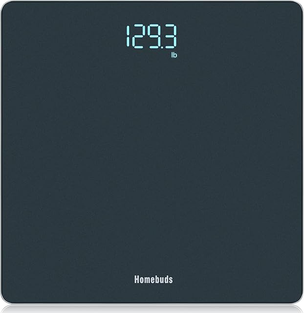Homebuds Digital Bathroom Scale for Body Weight, Weighing Professional Since 2001, Crystal Clear LED and Step-on, Batteries Included, 400lb/180kg, Blue