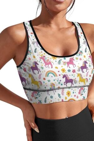 Cute Cacti Women Sports Bra with Pads Yoga Tank Tops Fitness Workout Running Crop Top U Neck