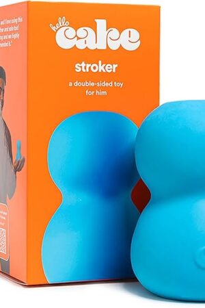 Hello Cake Stroker, Double-Sided Sex Toy for Men and Couples, Handheld Male Stroker with Dual Entrances - Soft, Squishy Exterior with Ribbed, Beaded Texture Interior, Easy to Clean & Use, Waterproof