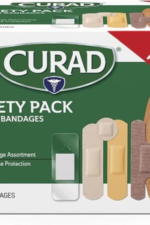 CURAD Assorted Bandages Bulk Variety Pack 320 Count 5 Styles Including Waterproof, Sheer, Plastic, Heavy Duty & Flex-Fabric First Aid Kit Essentials Protects Scrapes, Cuts & Burns