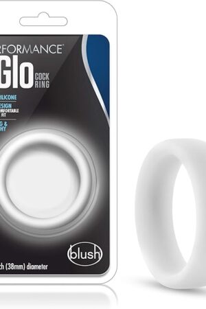 Blush Novelties Performance Puria Silicone Glo Cock Ring - 15" Wide Penis Ring - Enhances Girth & Hard Erections - UltraSilk Smooth, No Pinch Design - Stretchy Sex Toy for Men & Couples - White