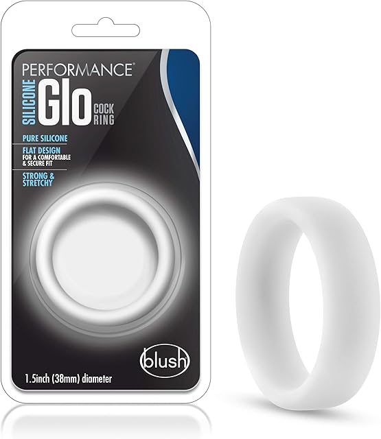 Blush Novelties Performance Puria Silicone Glo Cock Ring - 15" Wide Penis Ring - Enhances Girth & Hard Erections - UltraSilk Smooth, No Pinch Design - Stretchy Sex Toy for Men & Couples - White