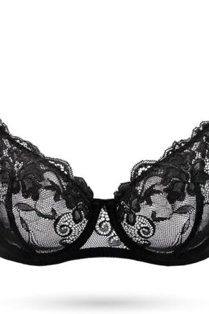 Women's Balconette Lace Bra Sexy Unlined Sheer Bras Demi See Through Underwire Lift Bralette