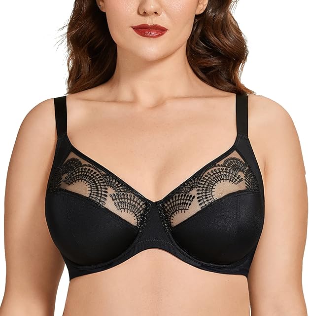 Women's Sexy Lace Bra Non Padded Underwire Plus Size Full Coverage Support