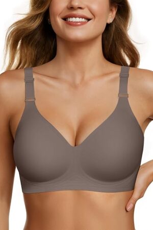 Womens Seamless Bras Comfortable Bra No Underwire Full Support Bralette Push Up Plus Size V Neck Sleeping Tshirt Bras