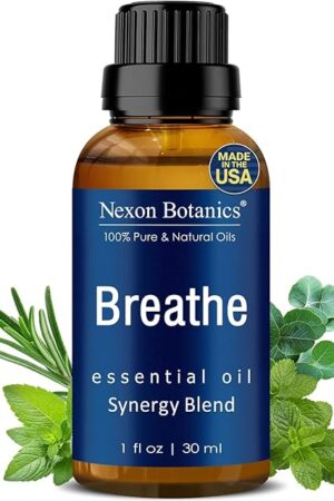 Breathe Essential Oil Blend 30 ml - Breath Sinus Relief with Menthol Oils - for Humidifiers, Diffusers, and Aromatherapy - Nexon Botanics
