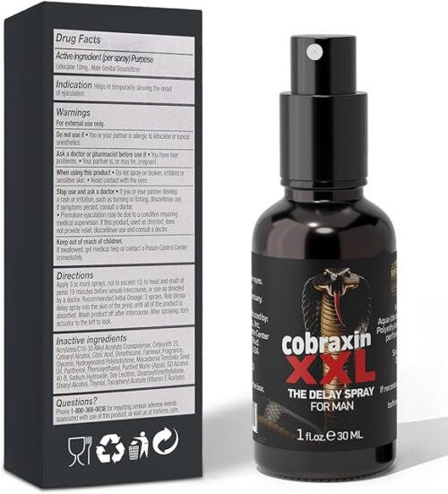 XXL Men?s Delay Spray ? Extra Strength Desensitizing Spray ? Long Lasting, Alcohol-Free ? 1 floz (30ml) ? 240 Sprays