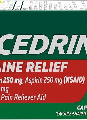 Excedrin Migraine Relief Caplets for Migraine Symptoms, Acetaminophen 250mg, Aspirin 250mg, Caffeine 65mg, Pain Reliever, 24 Count