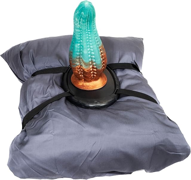 Black Silicone Mastr Mount Pillow and Towel Strap Platform Base for a Suction Cup Dildo, Handmade in The USA, Adult Toys, Sex Toys Stand - Dildo and Pillow not Included