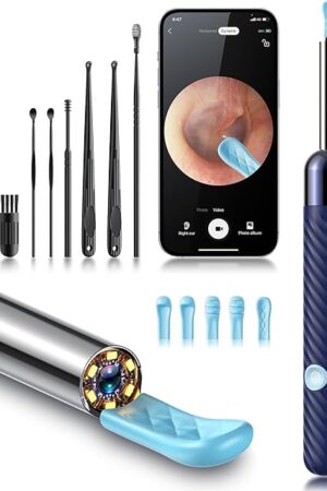 Ear Wax Removal Tool Camera - Ear Wax Removal Kit - Ear Cleaner with Camera - 1080P HD Ear Camera with 6 Ear Spoon - Ear Cleaner for iOS & Android