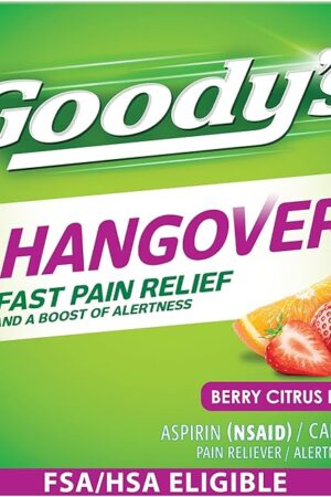 Goody?s Hangover Relief Powder, Headache Relief with Aspirin and Caffeine for Alertness, Berry Citrus Flavor Dissolve Packs, 16 Count